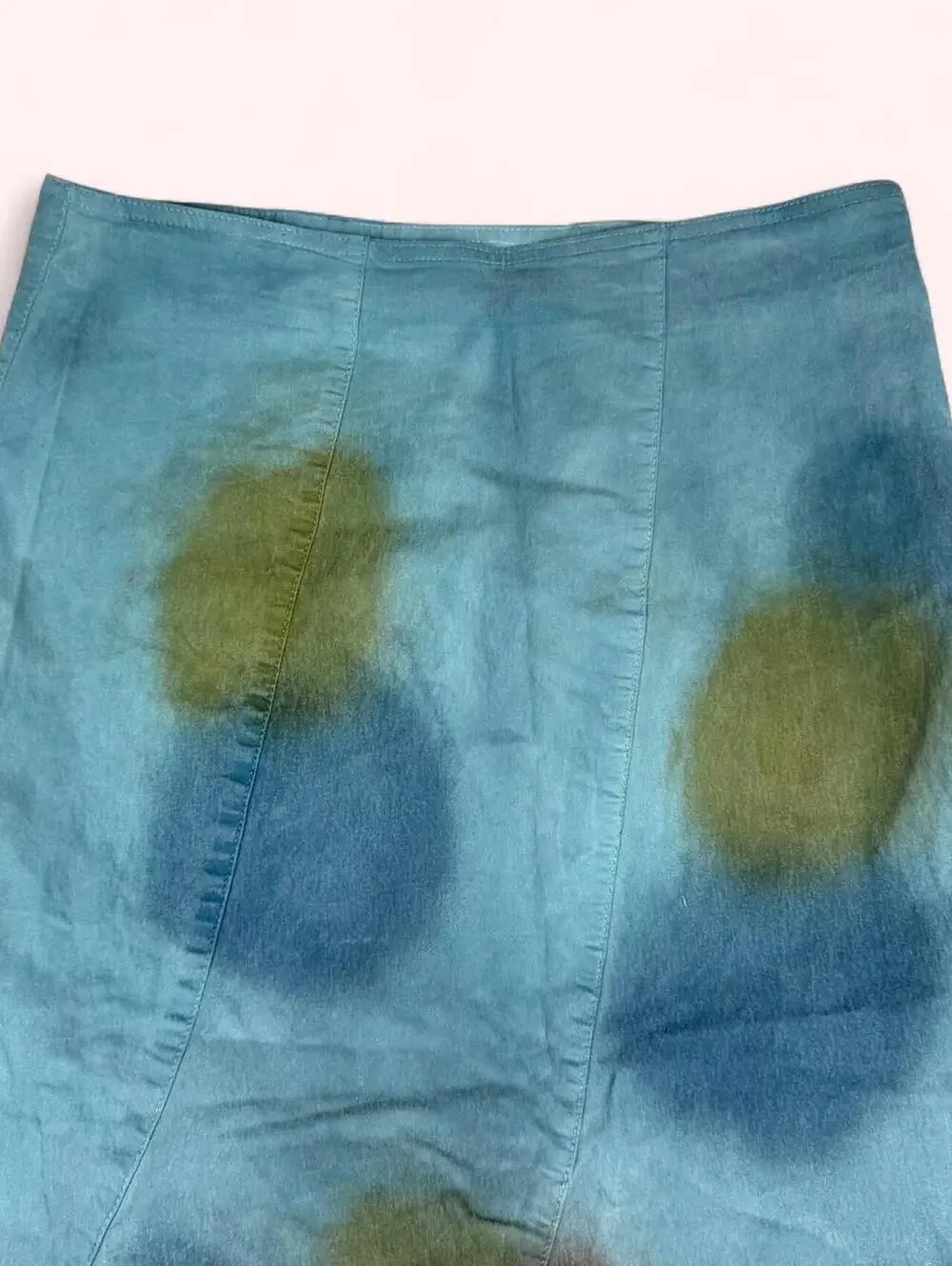 Deadstock West 36th blue and green denim skirt with ruffle hem - Picture 5 of 8